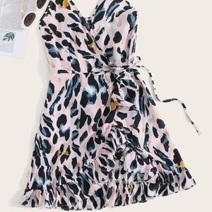 Plus Allover Print Knot Side Wrap Cami Dress